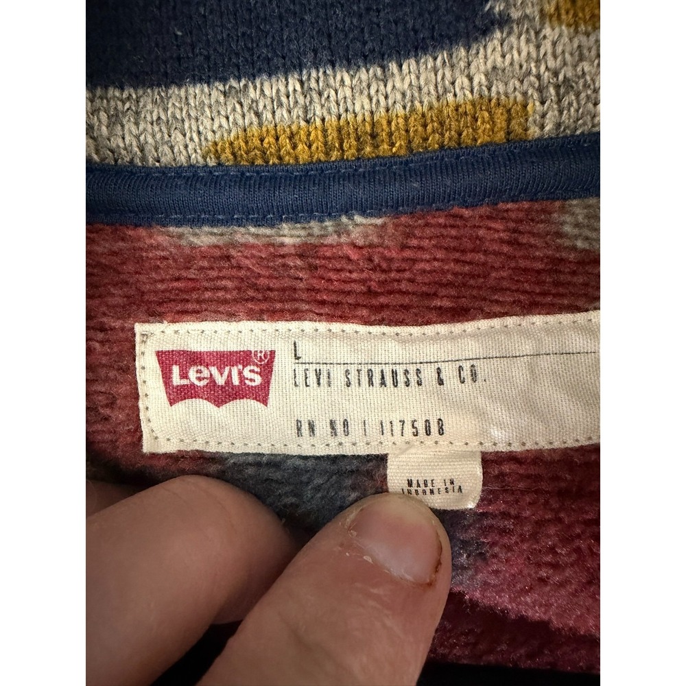 Levi's L Men's Shawl Collar Cardigan Sweater Geometric Pattern Button - Picture 5 of 9